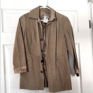 Chicos Reversible copper boa leather jacket Women's Tan Jacket